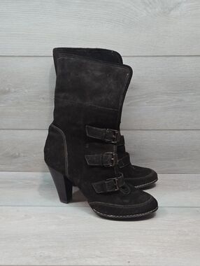 NEW Sofft Women Suede Dried Lamb Fur Tall Heels Shoes Sz 11M